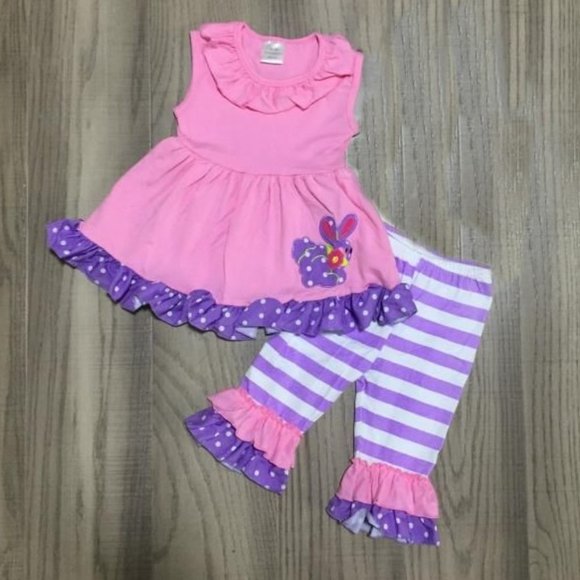 Other - Easter Bunny Rabbit Ruffle Tunic Dress Girl Outfit